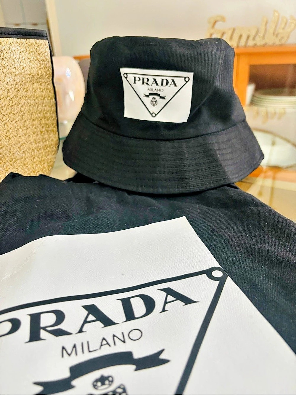 Prada Re-Nylon / Cotton Gabardine Bucket Hat Black Bucket Hat Like New
